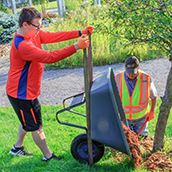 Volunteer mulching at Orchard