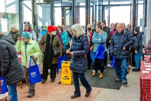 Holiday Craft Fair shoppers at entrance