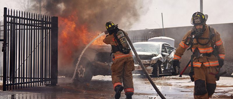 Roseville Firefighters train on fire attack.